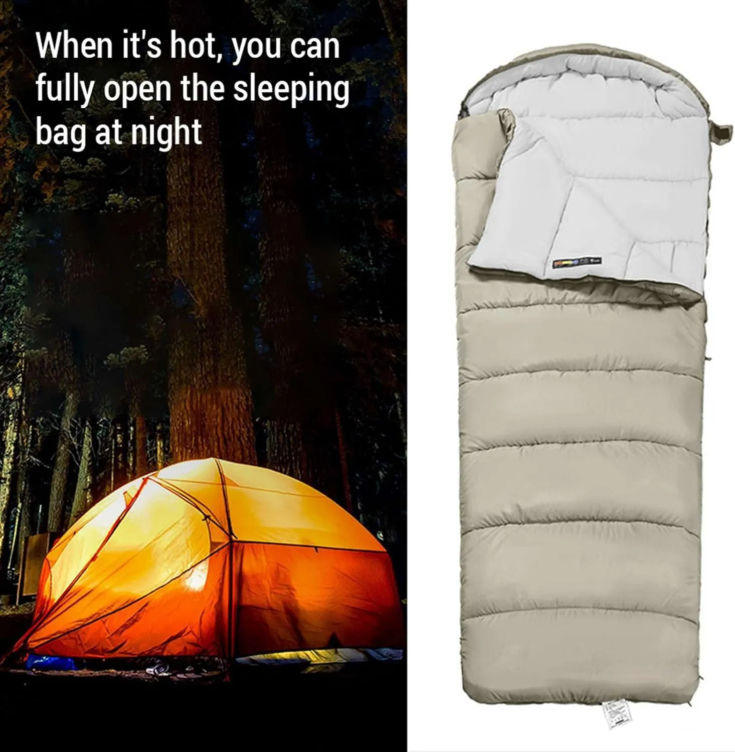 0 Degrees Cold Double Persons Sleeping Bag with Left Right Zippers, Shaping Cotton, 210T Chunya Fabric, Breathable & Soft & Proof, for Camping, Split Use for Adults