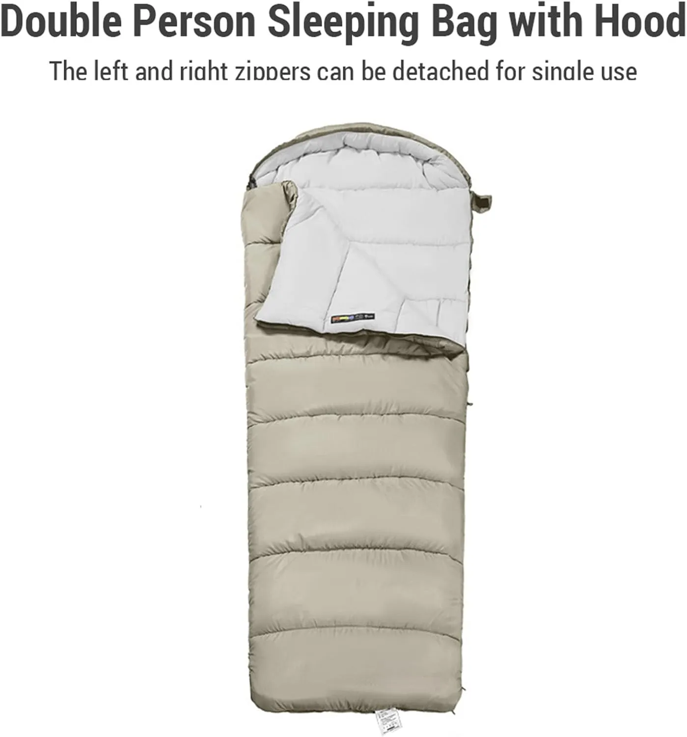 0 Degrees Cold Double Persons Sleeping Bag with Left Right Zippers, Shaping Cotton, 210T Chunya Fabric, Breathable & Soft & Proof, for Camping, Split Use for Adults