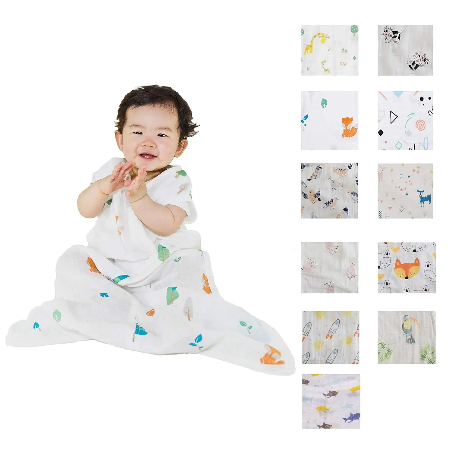 100% Cotton Muslin Baby Sleeping Sack Bag, for Boy and Girl (Deer, Medium)