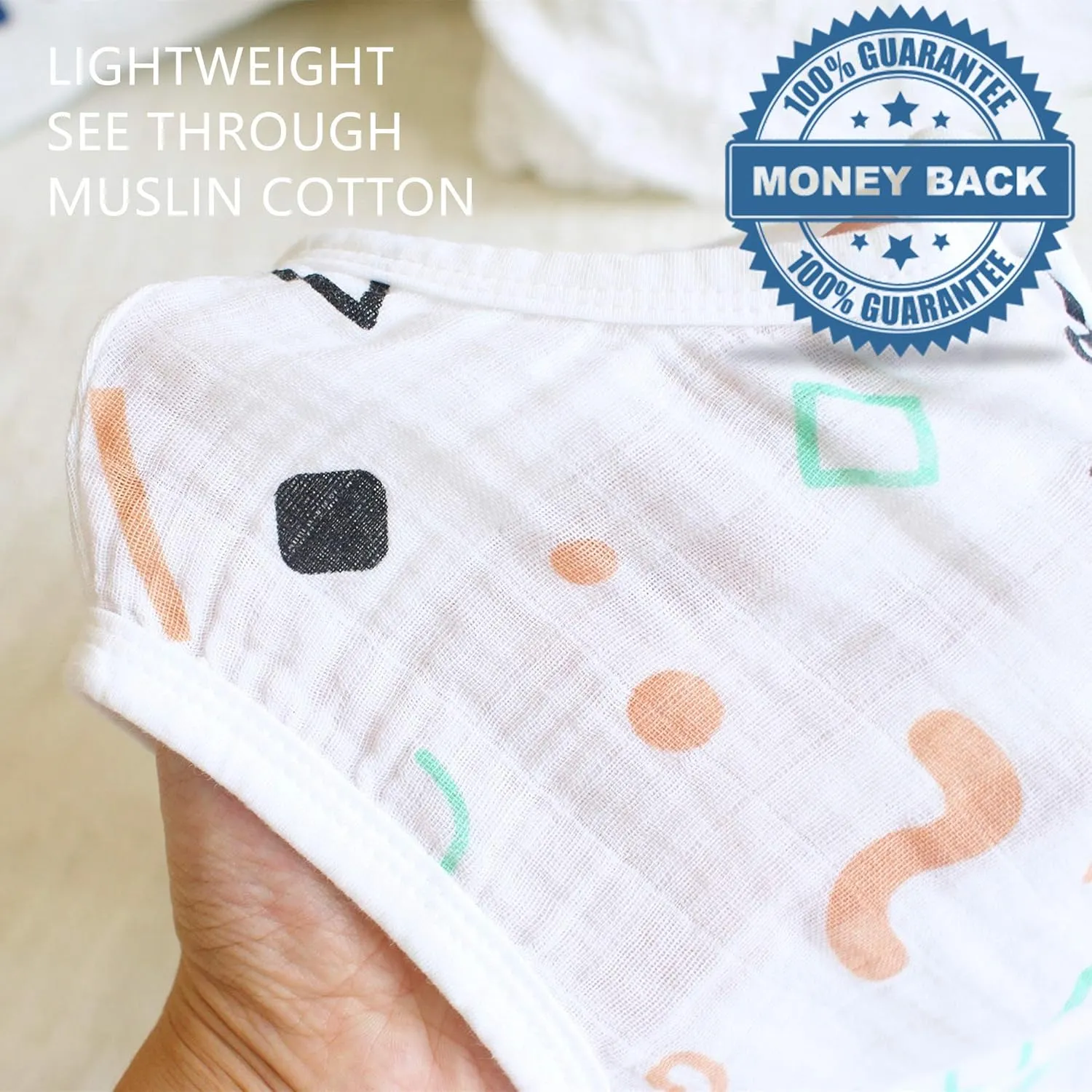 100% Cotton Muslin Baby Sleeping Sack Bag, for Boy and Girl (Deer, Medium)