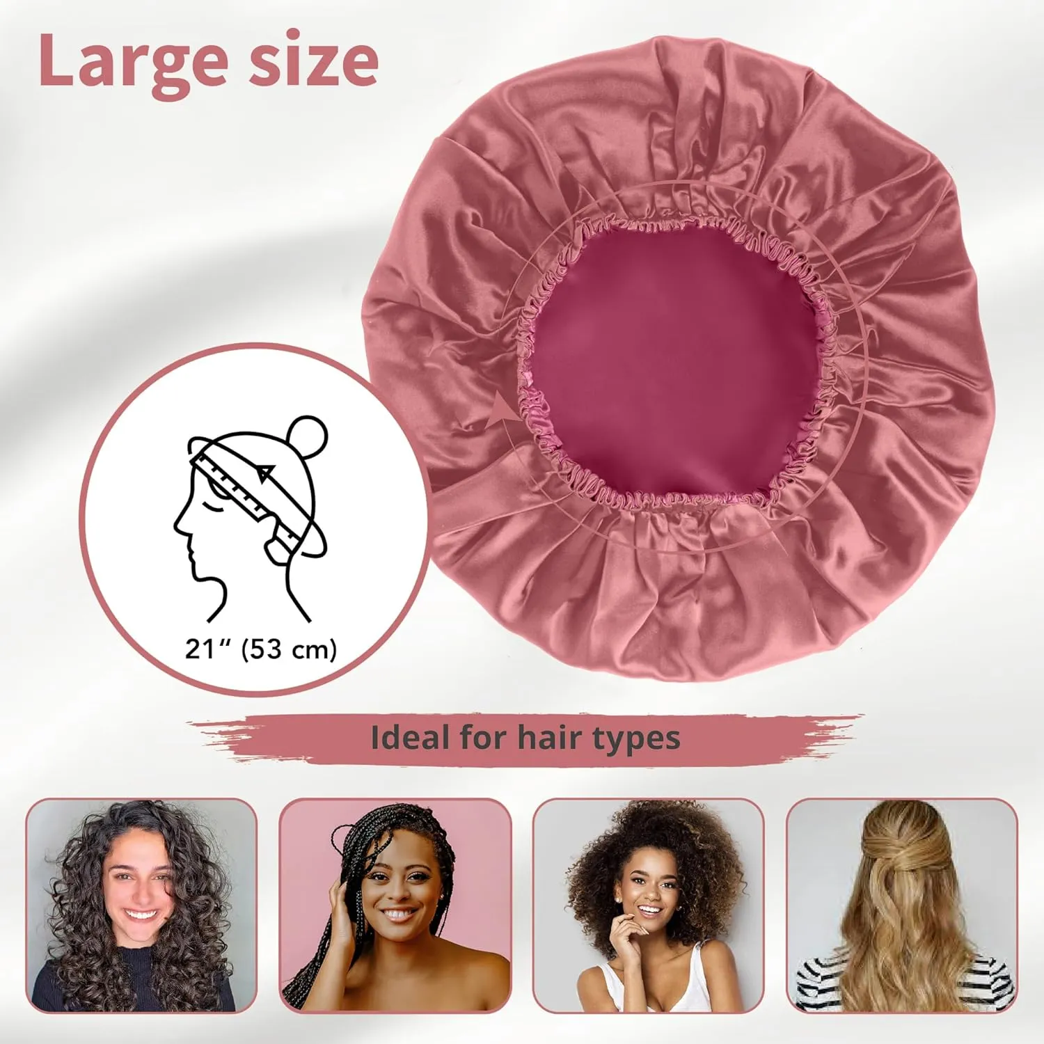 100% Real Silk Bonnet for Sleeping Women - 19 Momme Double Layer Mulberry Silk Bonnet for Maintaining Curly Hair Overnight