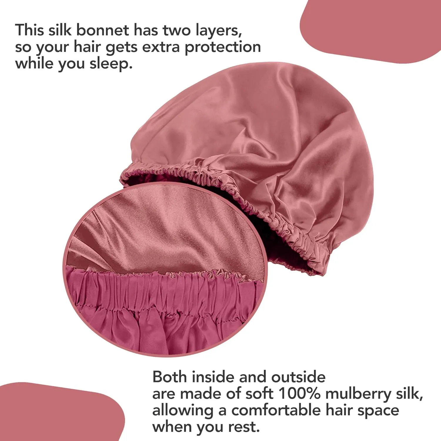 100% Real Silk Bonnet for Sleeping Women - 19 Momme Double Layer Mulberry Silk Bonnet for Maintaining Curly Hair Overnight