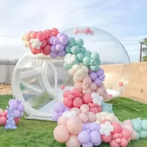 10FT Inflatable Bubble House Dome for Kids, Clear PVC Bubble Tent with Tunnel, Bubble Balloon House with 750W Air Blower, 600W Air Pump with 50pcs Balloons Inflatable Dome for Party
