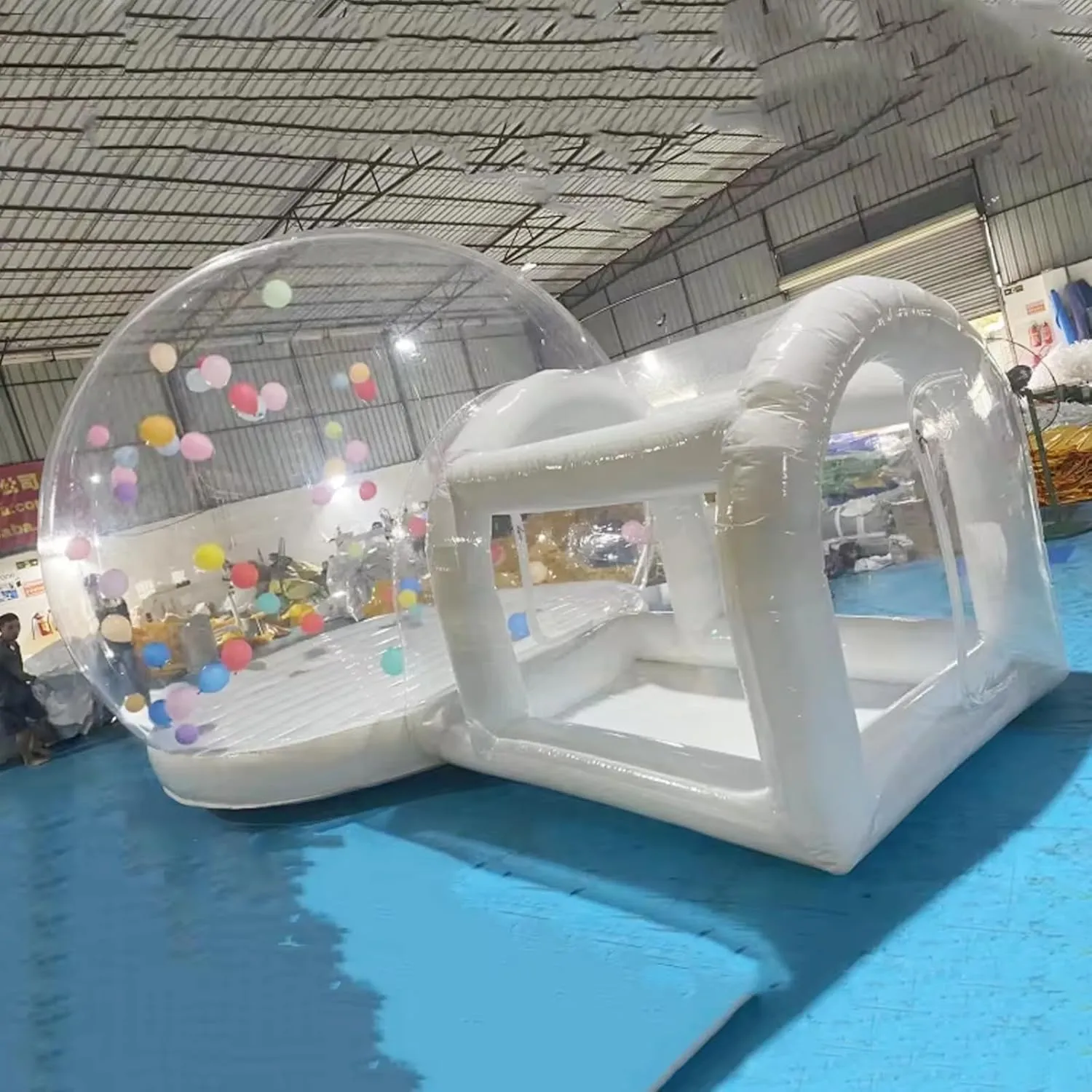 10FT Inflatable Bubble House with Bounce Jumping Area Commercial Grade PVC Bounce House, Bubble Balloon House for Kids,Toddler with Blower & Pumb & 50Pcs Balloons
