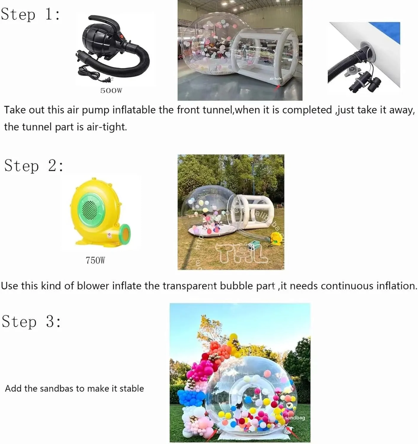 10FT Inflatable Bubble House with Bounce Jumping Area Commercial Grade PVC Bounce House, Bubble Balloon House for Kids,Toddler with Blower & Pumb & 50Pcs Balloons