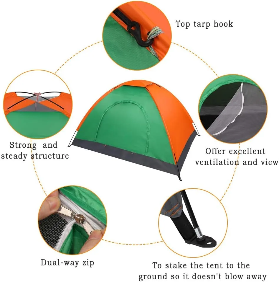 1/2/3/4-Person Camping Tent,Family Dome Weatherproof Tent with Easy Setup, Included Carry Bag, Windows and Door for Air Flow for Backpacking, Hiking, or Beach