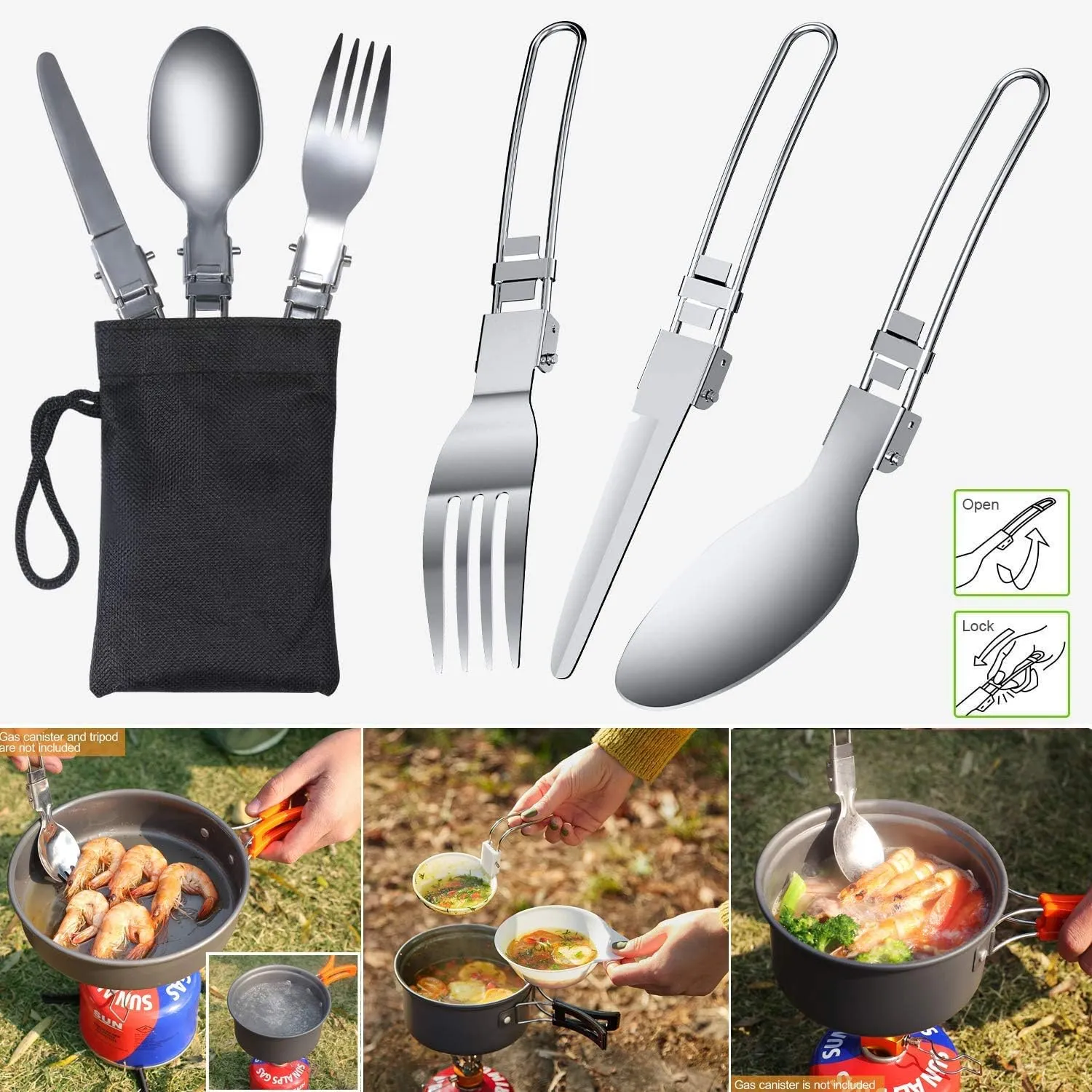12PCS Outdoor Camping Cooking Set ,Lightweight Camping Non-Stick Pot and Pan Set with Kettle Camp Cook for Outdoor Backpacking Hiking