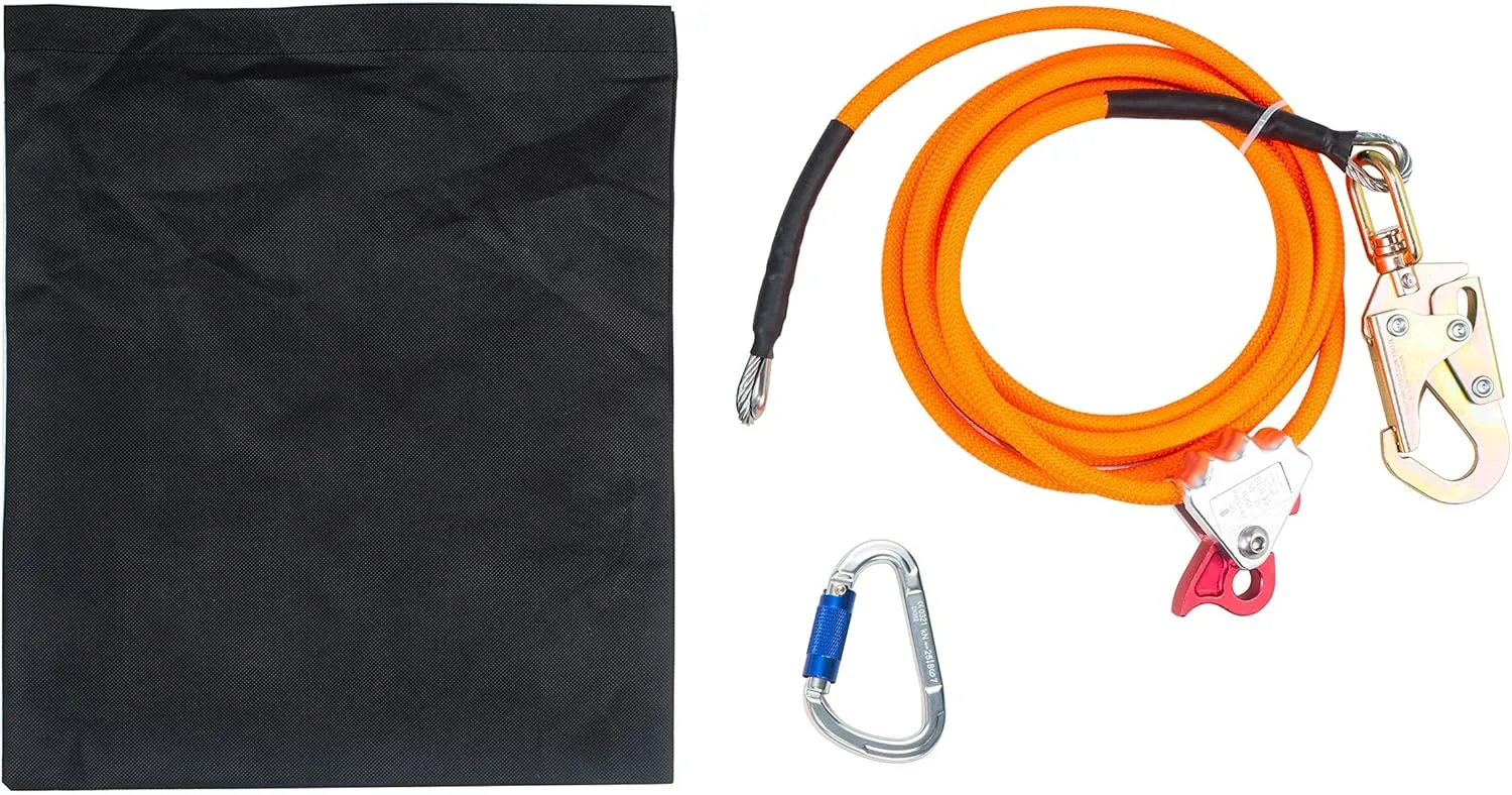 1/2" x 8' Steel Core Flipline Kit, Adjustable Lanyard Steel Core Tree Climbing Harness Lanyard Flipline for Climbing Trees
