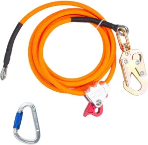 1/2" x 8' Steel Core Flipline Kit, Adjustable Lanyard Steel Core Tree Climbing Harness Lanyard Flipline for Climbing Trees