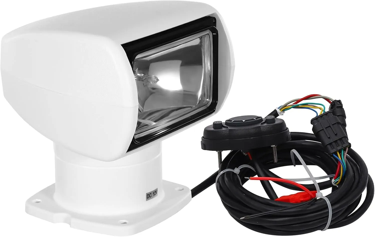 12V 100W 2500LM Boat Search Light, Boat Remote Control Spotlight, Portable Halogen Search Light, 360° Rotating Marine Search Spot Lights with 2600ft Irradiation Distance (White)