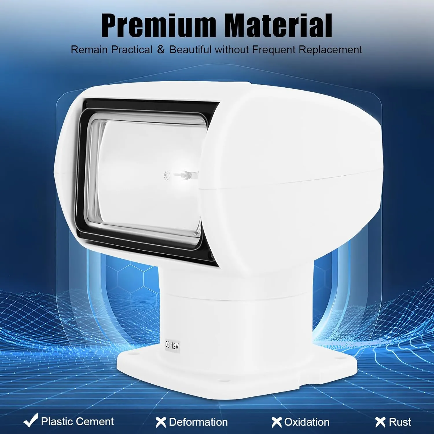12V 100W 2500LM Boat Search Light, Boat Remote Control Spotlight, Portable Halogen Search Light, 360° Rotating Marine Search Spot Lights with 2600ft Irradiation Distance (White)
