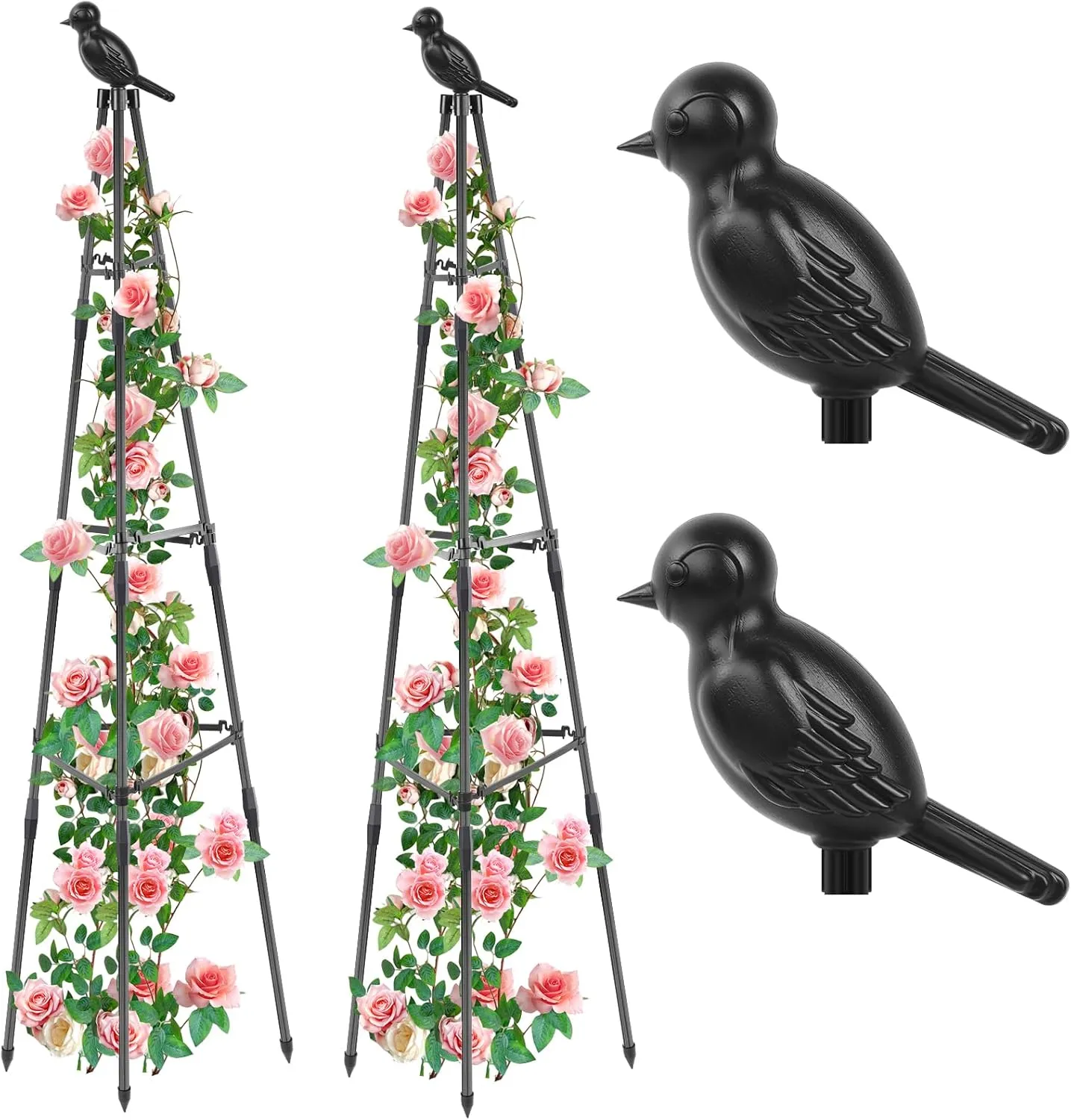 2 Pack Garden Trellis for Climbing Plants, 70.2 Inch Rustproof Metal Obelisk Trellis for Outdoor Indoor, Adjustable Heights Plants Support for Potted Vines Cucumber Rose Clematis Jasmine