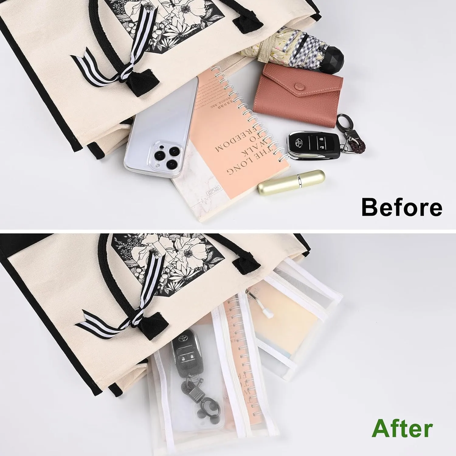 20 PCS Mesh Makeup Bag Double-Layer Mesh Zipper Pouch Bags Clear Cosmetic Bag Nylon Travel Organizer Bags Toiletry Storage Bag Pencil Pouch with Zipper (White, Double-Layers A5)