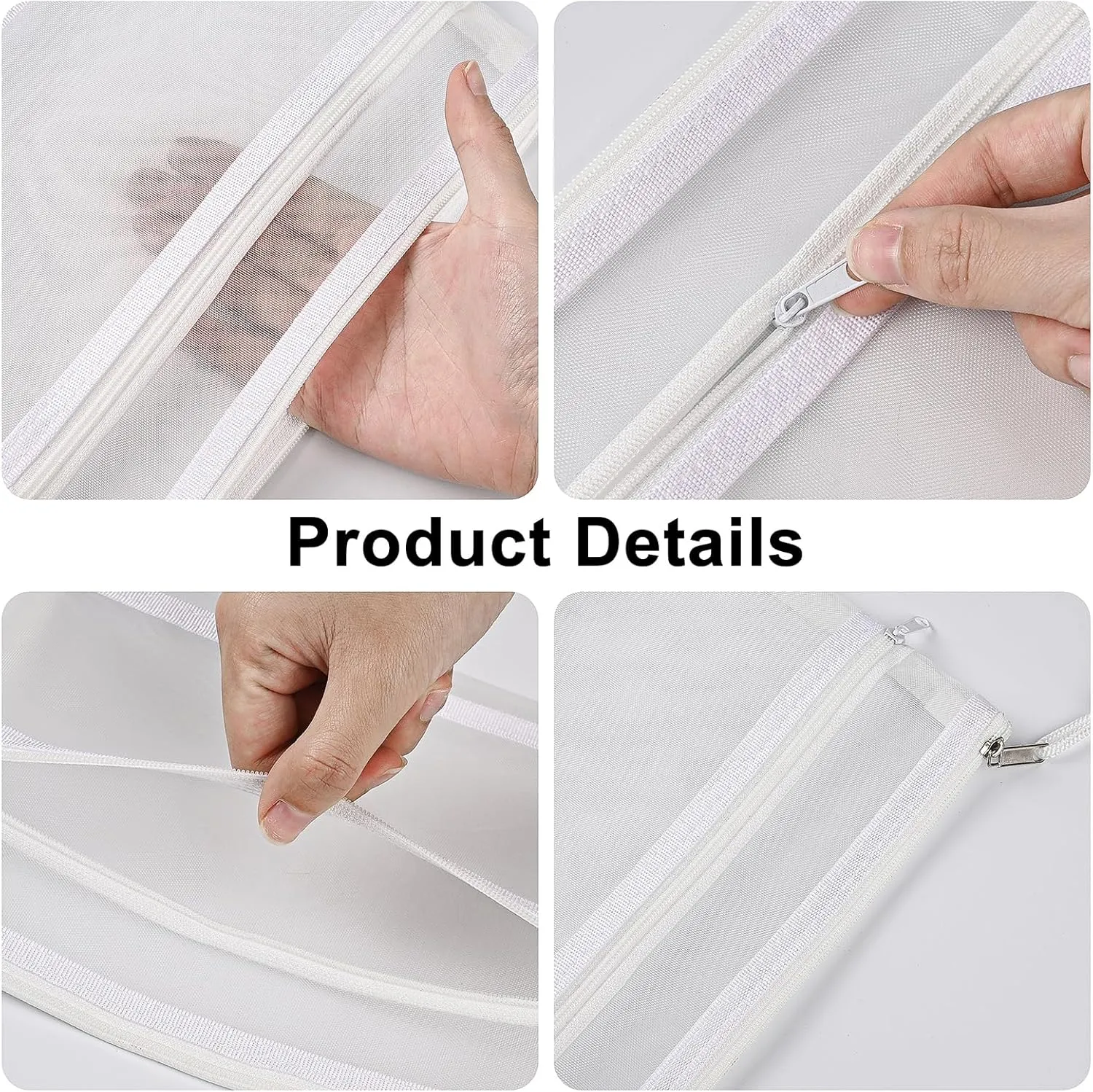 20 PCS Mesh Makeup Bag Double-Layer Mesh Zipper Pouch Bags Clear Cosmetic Bag Nylon Travel Organizer Bags Toiletry Storage Bag Pencil Pouch with Zipper (White, Double-Layers A5)