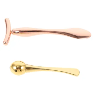 2sets Portable Double- Design Shaped Makeup Spoon for Facial Massage Circulation Relieves Eye Fatigue for Travel