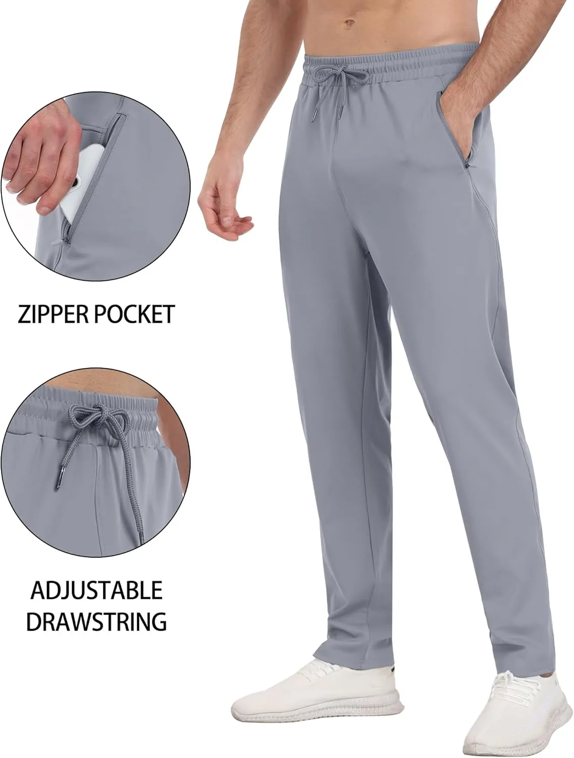 3 Pack Mens Athletic Sweatpants with Zipper Pockets,Workout Gym Joggers Pants for Men Running Jogging Pants