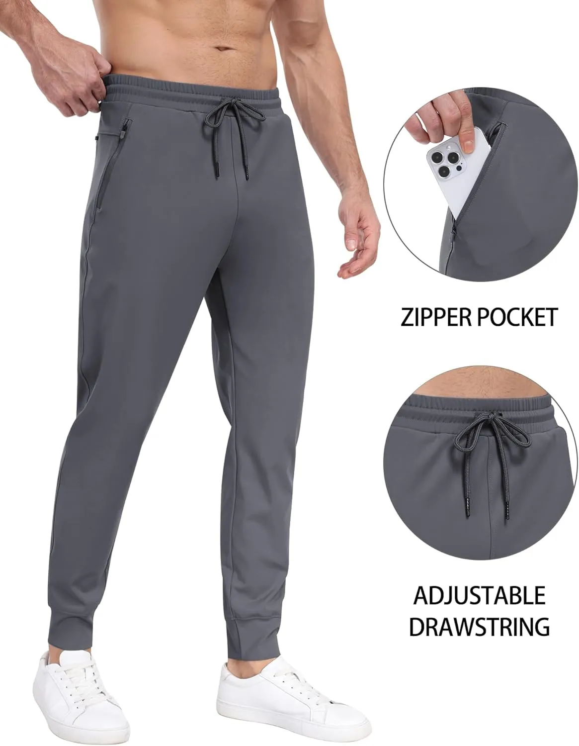 3 Pack Men's Sweatpants with Zipper Pockets,Workout Gym Traning Track Joggers Pants for Men Running Jogging Pants