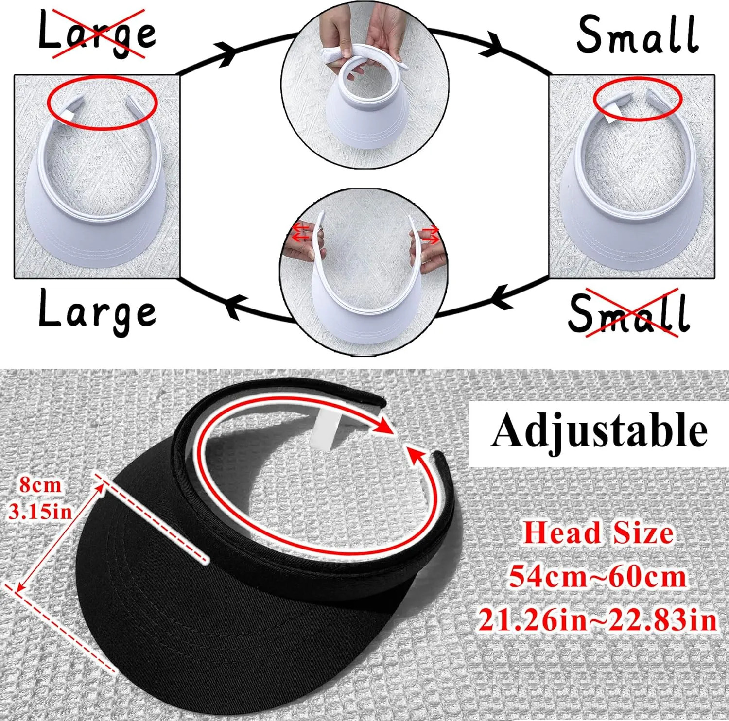 3 Pack Sports Sun Visor Hat Women Men Adjustable Clip On Visors Outdoor Golf Beach Cap