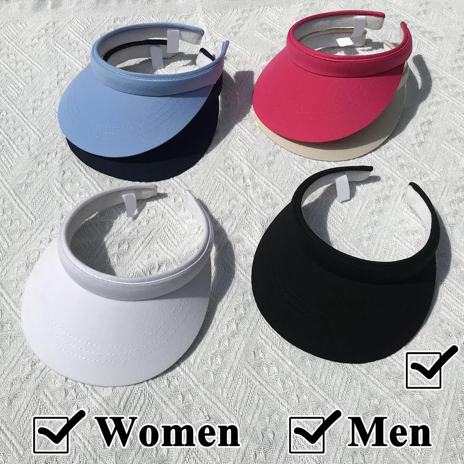 3 Pack Sports Sun Visor Hat Women Men Adjustable Clip On Visors Outdoor Golf Beach Cap
