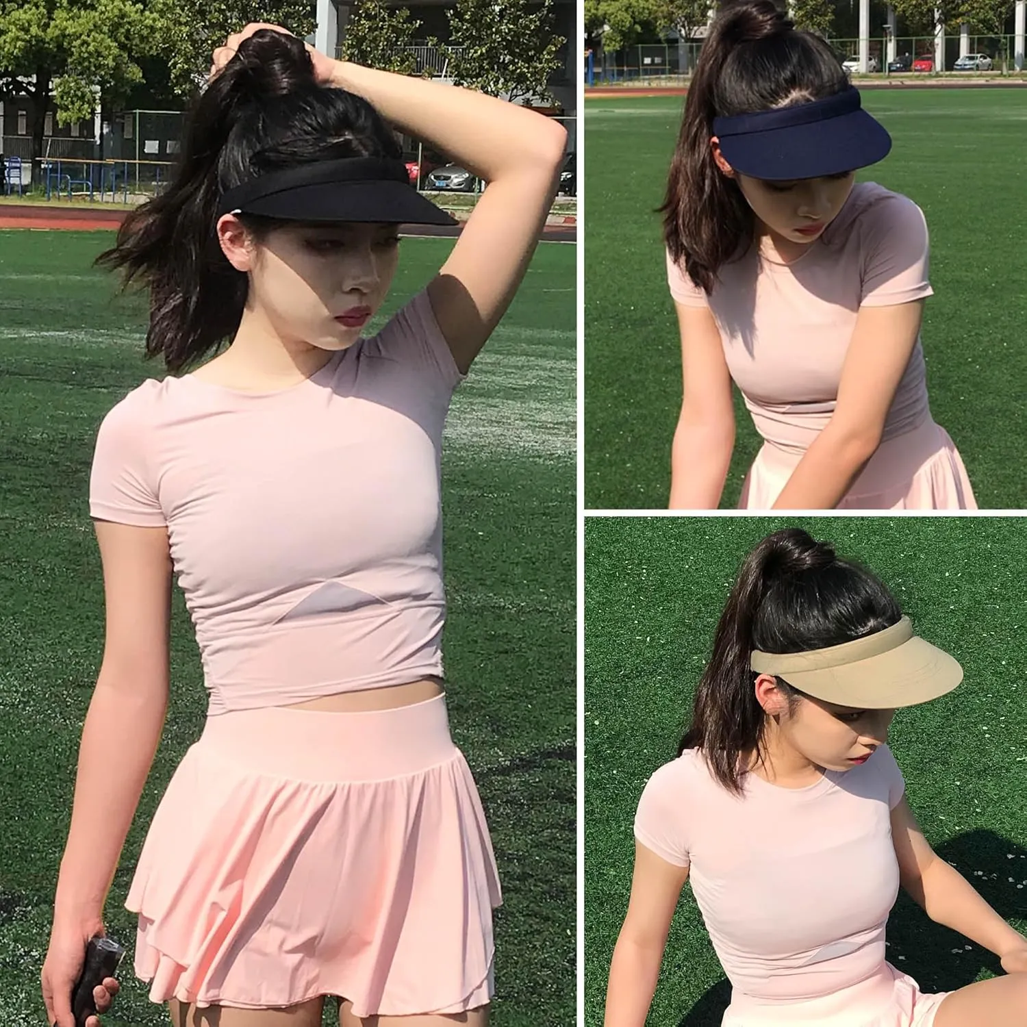 3 Pack Sports Sun Visor Hat Women Men Adjustable Clip On Visors Outdoor Golf Beach Cap