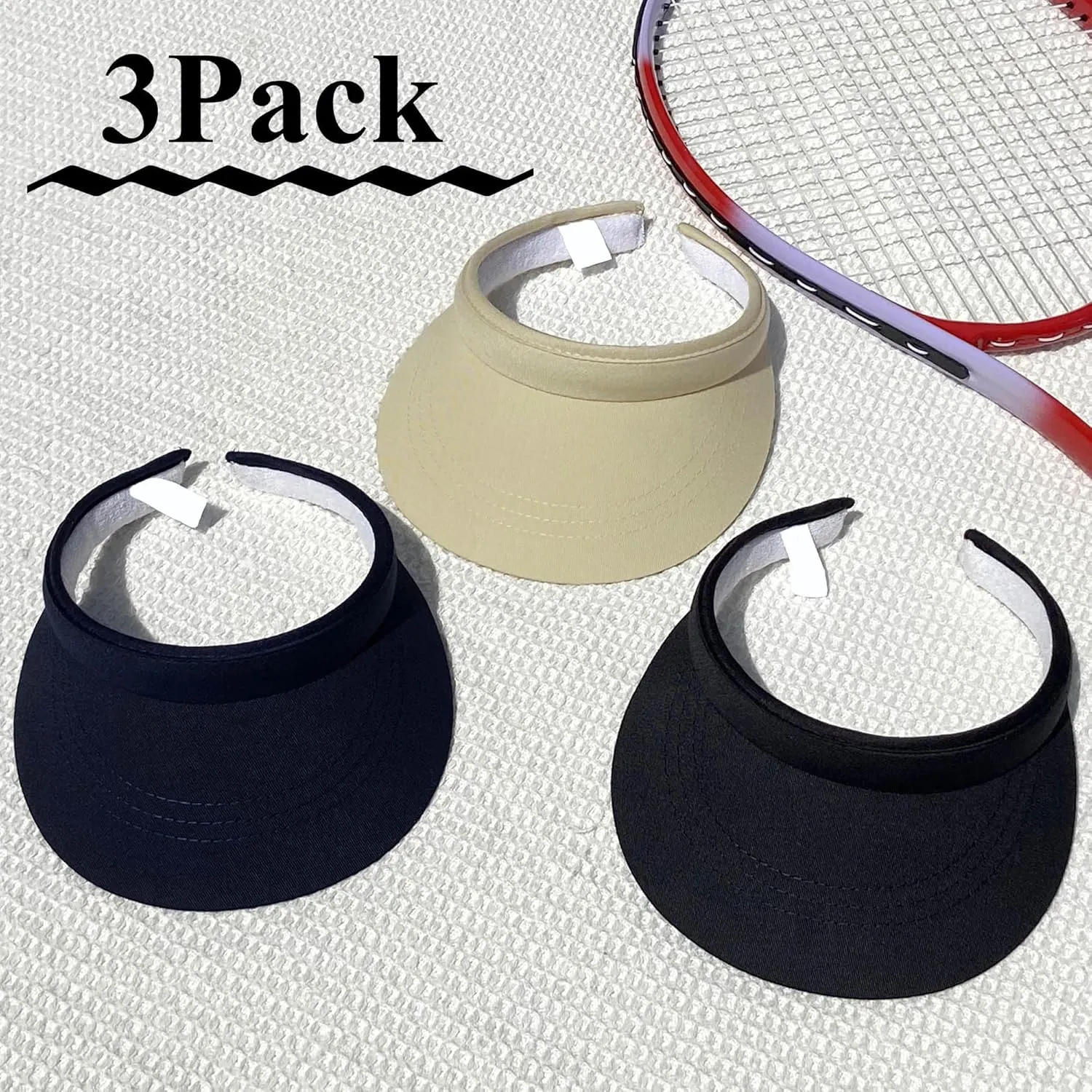 3 Pack Sports Sun Visor Hat Women Men Adjustable Clip On Visors Outdoor Golf Beach Cap