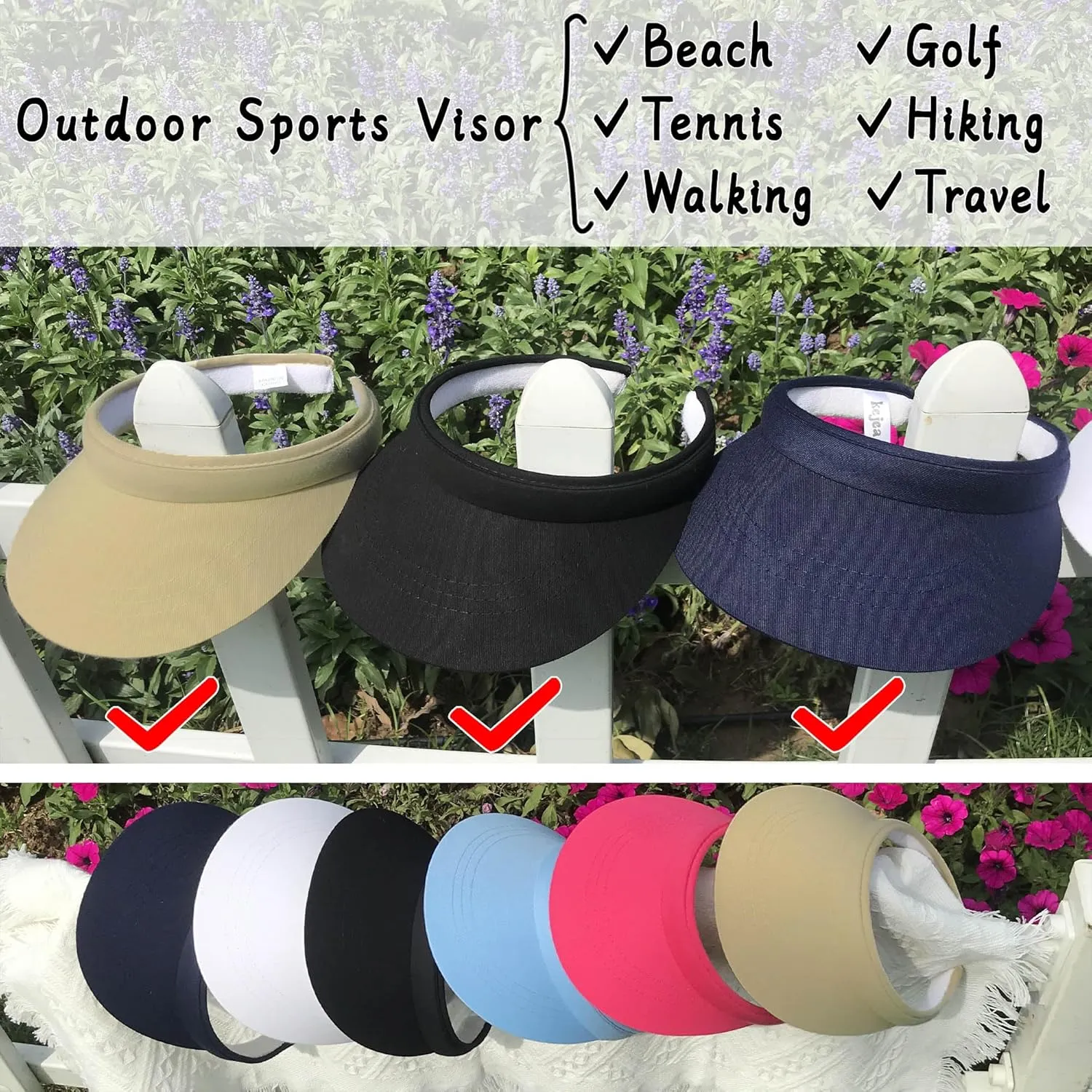 3 Pack Sports Sun Visor Hat Women Men Adjustable Clip On Visors Outdoor Golf Beach Cap