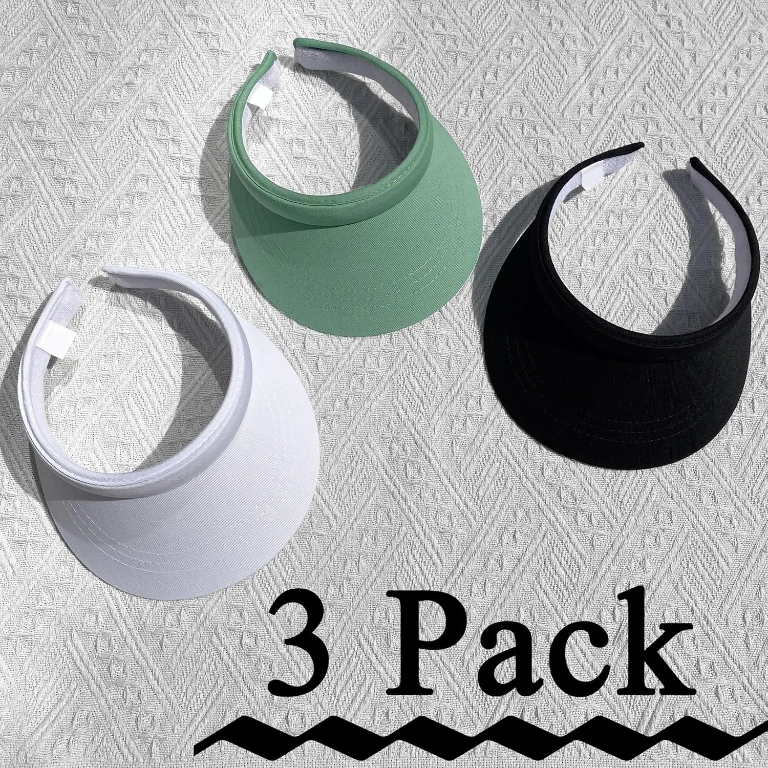 3 Pack Sports Sun Visor Hat Women Men Adjustable Clip On Visors Outdoor Golf Beach Cap