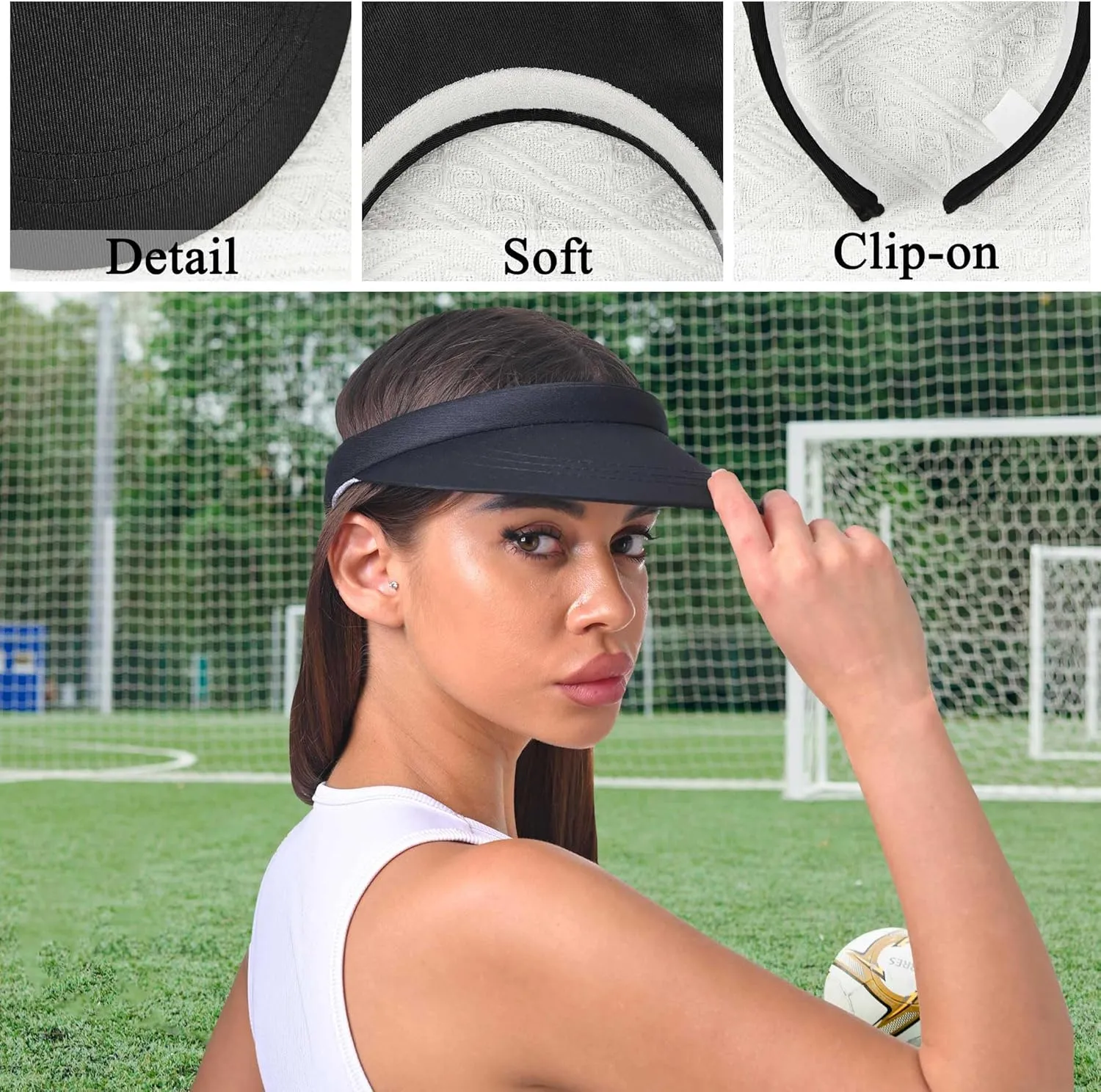 3 Pack Sports Sun Visor Hat Women Men Adjustable Clip On Visors Outdoor Golf Beach Cap