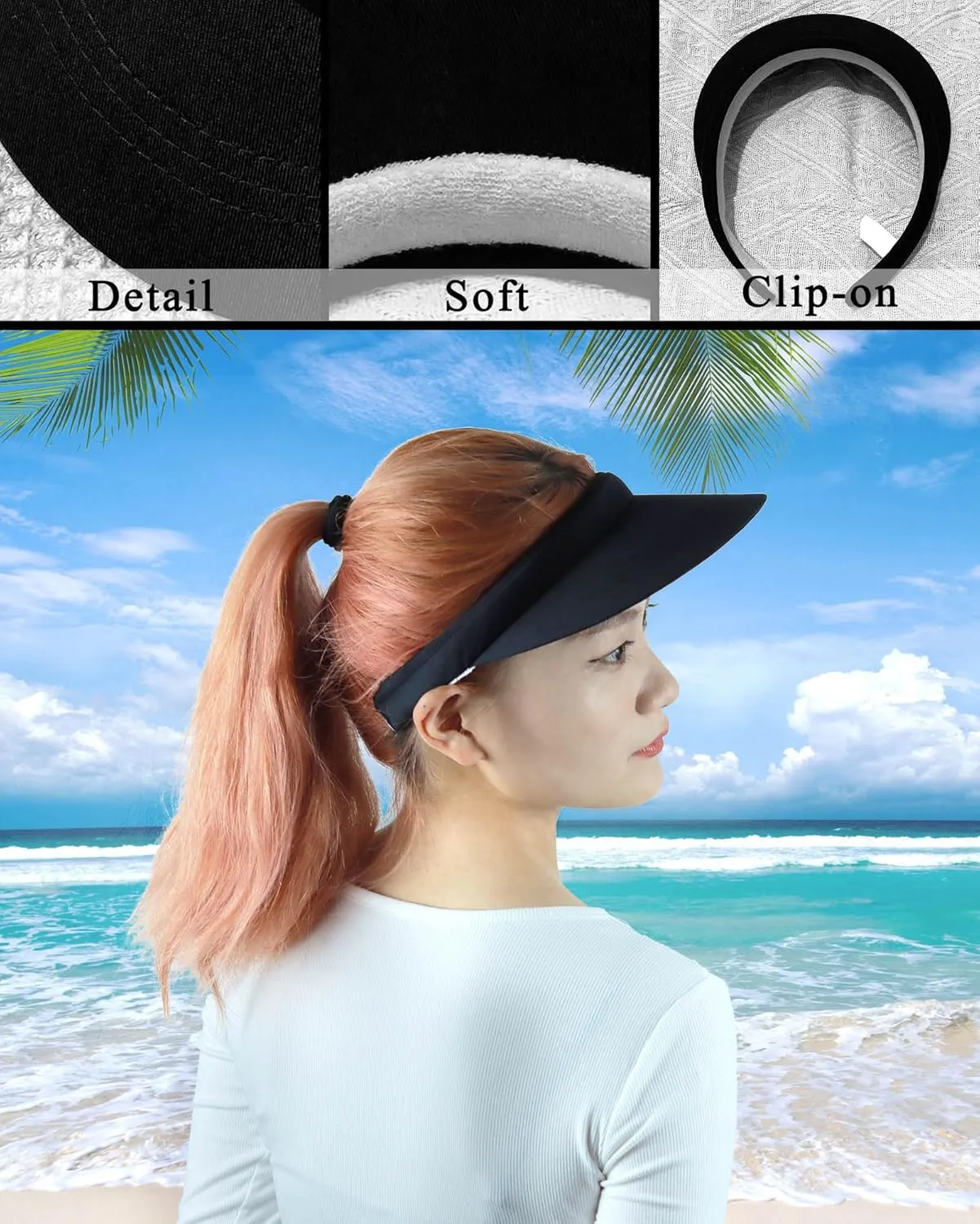 3 Pack Sports Sun Visor Hat Women Men Adjustable Clip On Visors Outdoor Golf Beach Cap