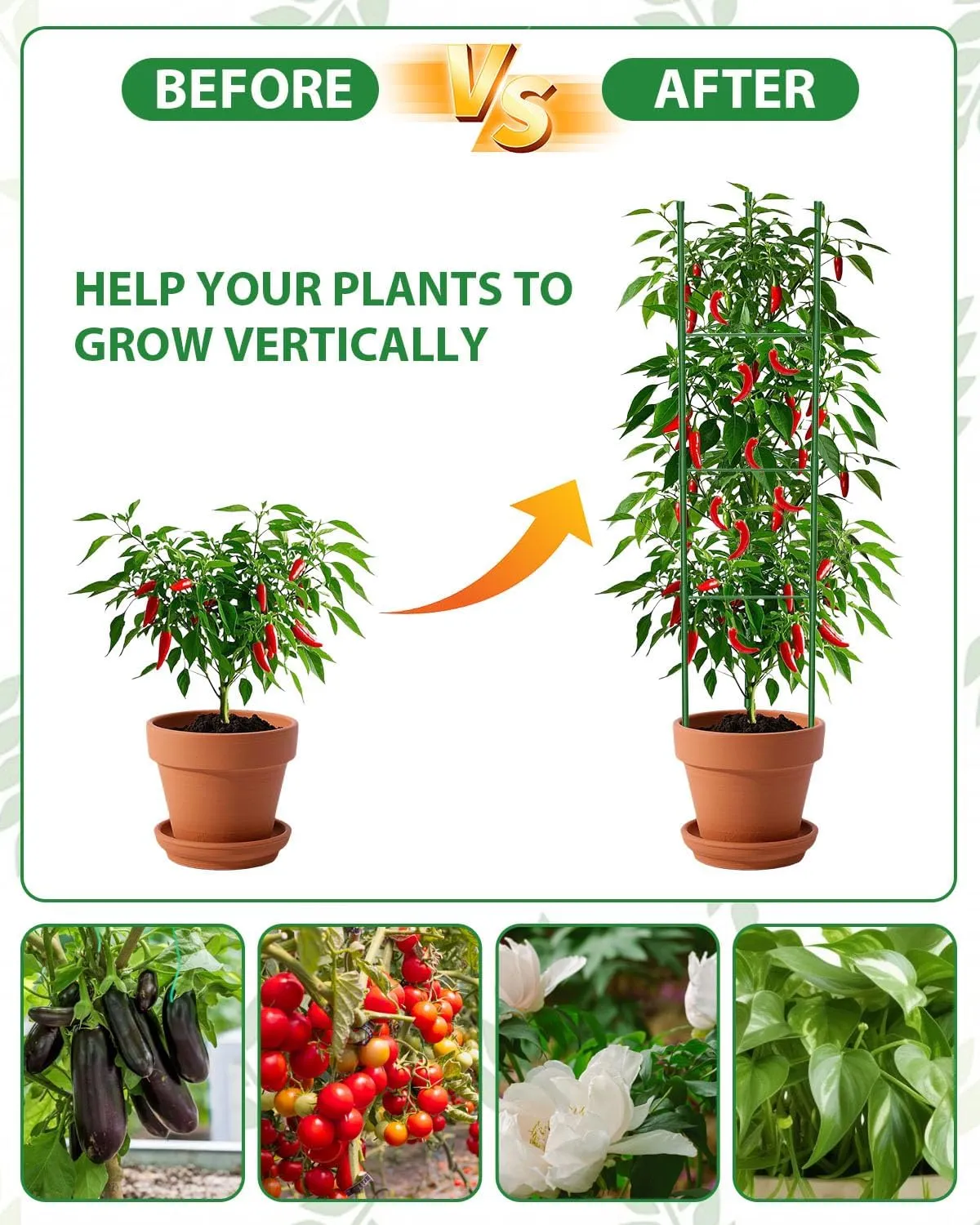 3 Pack Tomato Cages for Garden, 51 Inches Adjustable Tomatoes Plant Stakes Support Cages Trellis, Garden Trellis for Vegetable Flowers Fruits Climbing Plants- 20 Binding Wires Included