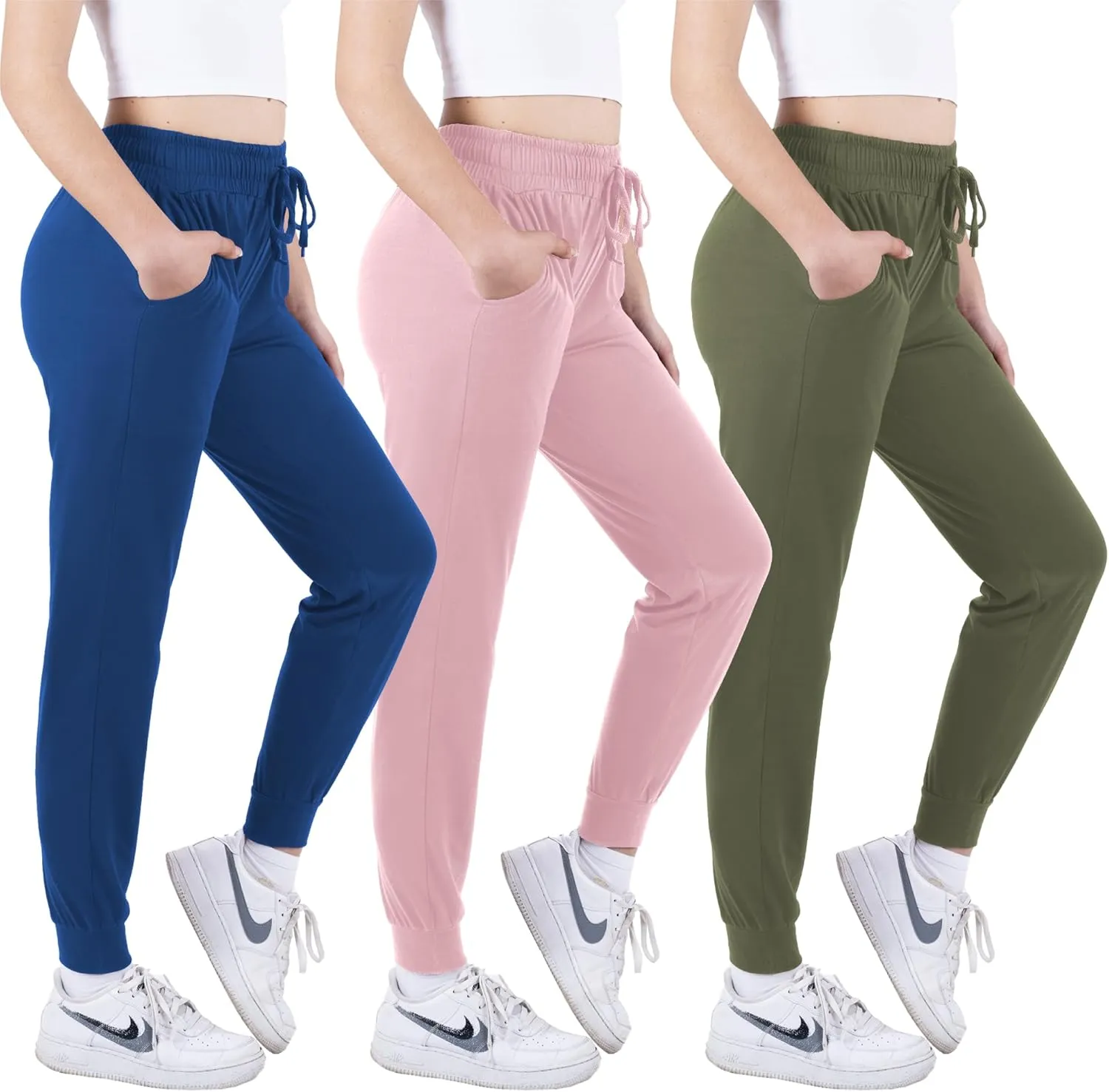 3 Pack: Women's Ultra-Soft Lounge Joggers Sweatpants Athletic Yoga Pants with Pockets