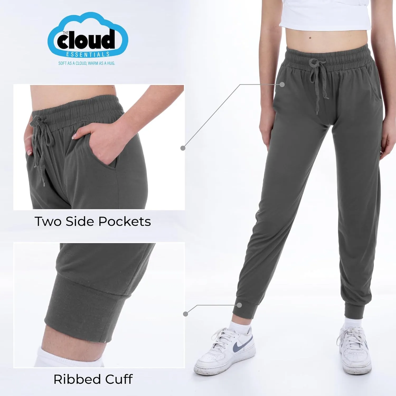 3 Pack: Women's Ultra-Soft Lounge Joggers Sweatpants Athletic Yoga Pants with Pockets