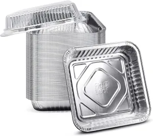 (300 Pack) 8” x 8” Square Baking Cake Pans with Plastic Dome Lids | Heavy Duty l Disposable Aluminum Foil Tins l Portable Food Containers l Perfect for Roasting Oven Toaster Cooking