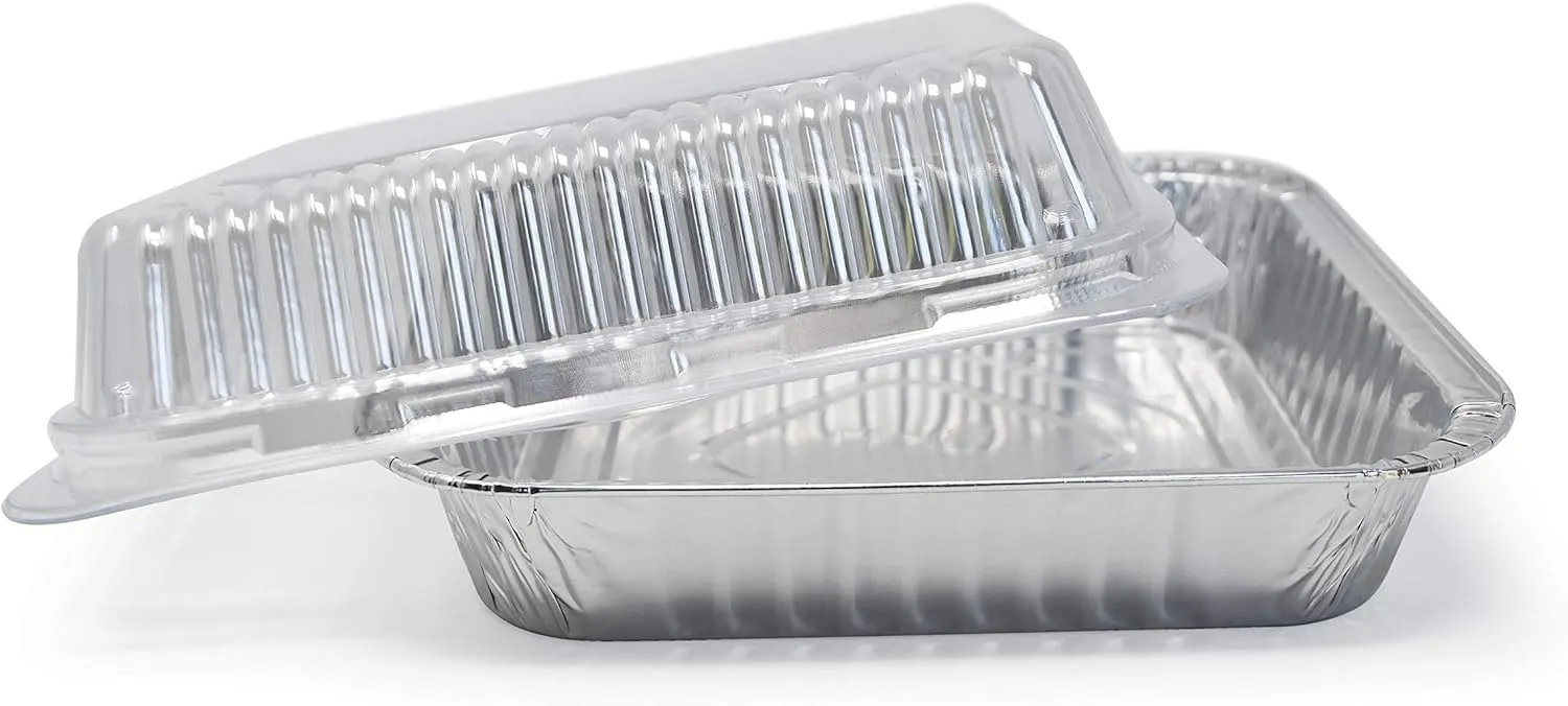 (300 Pack) 8” x 8” Square Baking Cake Pans with Plastic Dome Lids | Heavy Duty l Disposable Aluminum Foil Tins l Portable Food Containers l Perfect for Roasting Oven Toaster Cooking