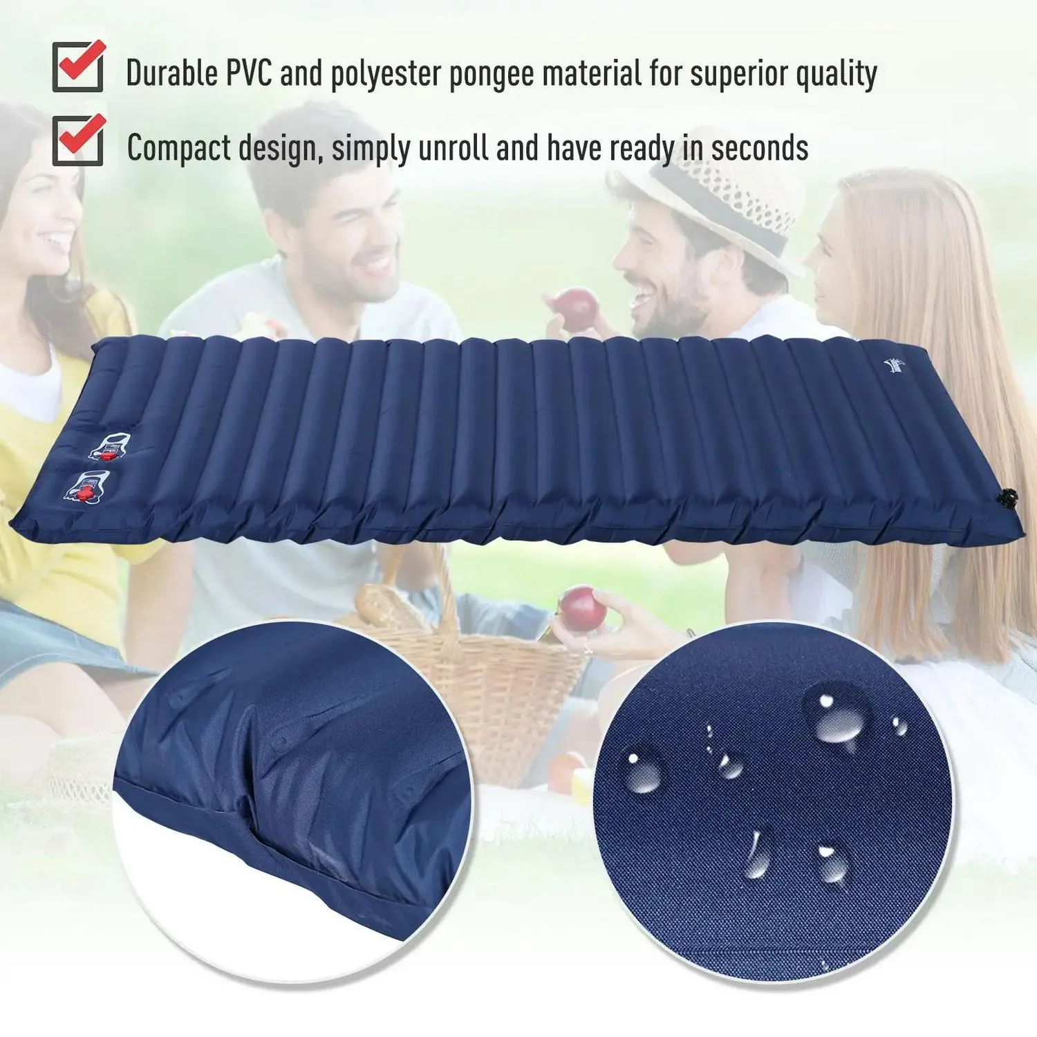3000mm Mattress, Global availability Carry And Sewn-in Dome 2-3 Person Industrial-grade Hiking Bed Fishing Groundsheet, Camping Portable Waterproof With Bag Tent Air Hook, Inflatable Outsunny For