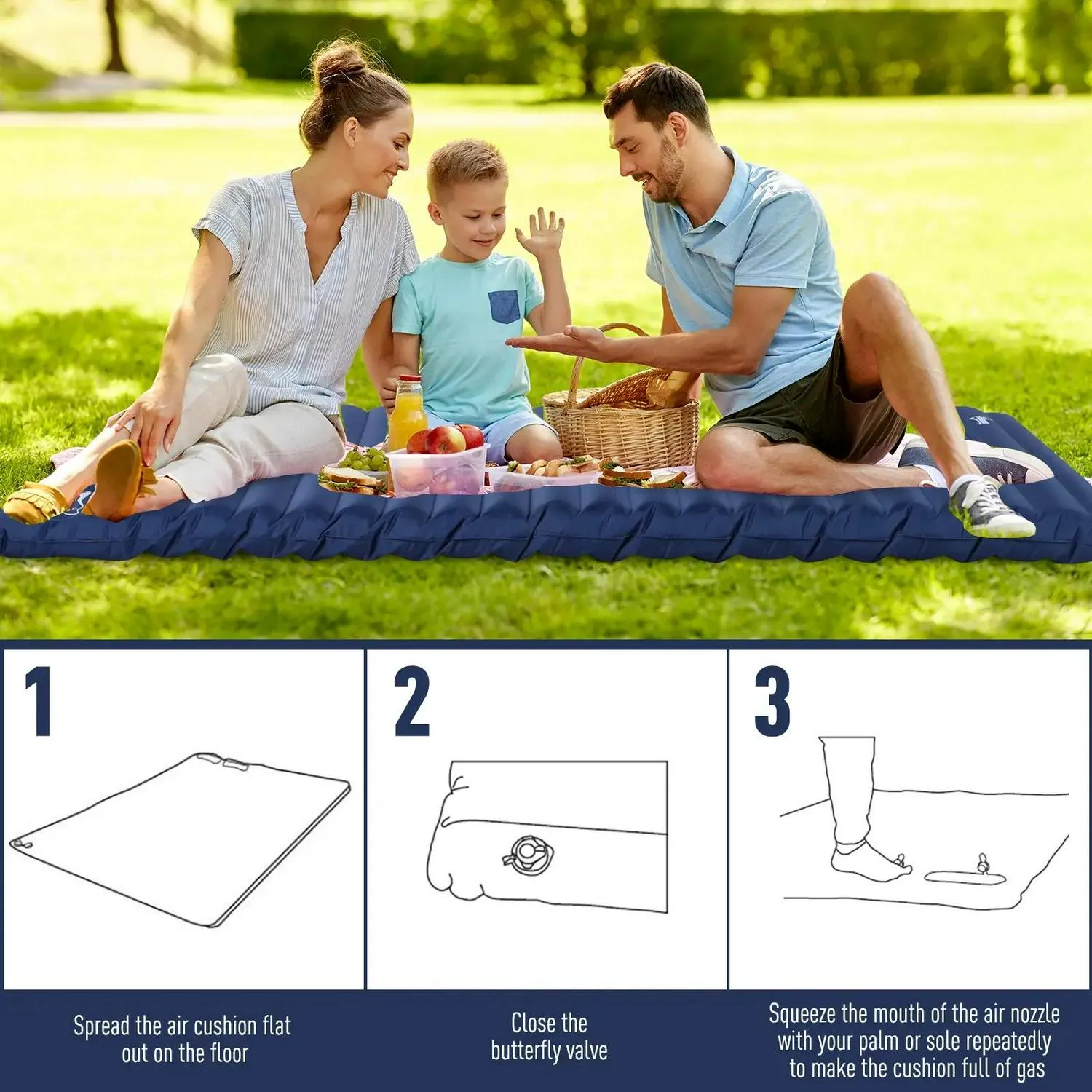 3000mm Mattress, Global availability Carry And Sewn-in Dome 2-3 Person Industrial-grade Hiking Bed Fishing Groundsheet, Camping Portable Waterproof With Bag Tent Air Hook, Inflatable Outsunny For