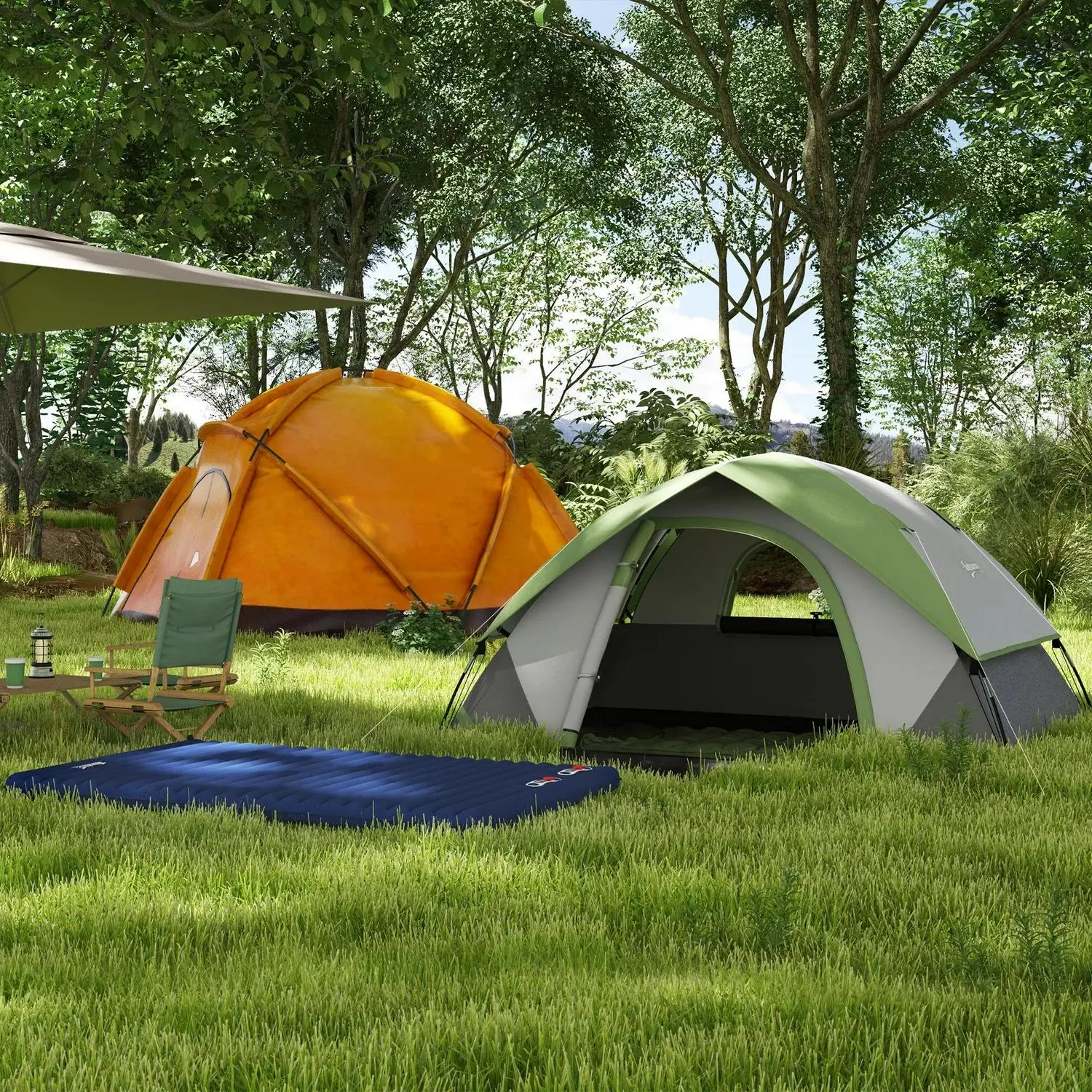 3000mm Mattress, Global availability Carry And Sewn-in Dome 2-3 Person Industrial-grade Hiking Bed Fishing Groundsheet, Camping Portable Waterproof With Bag Tent Air Hook, Inflatable Outsunny For