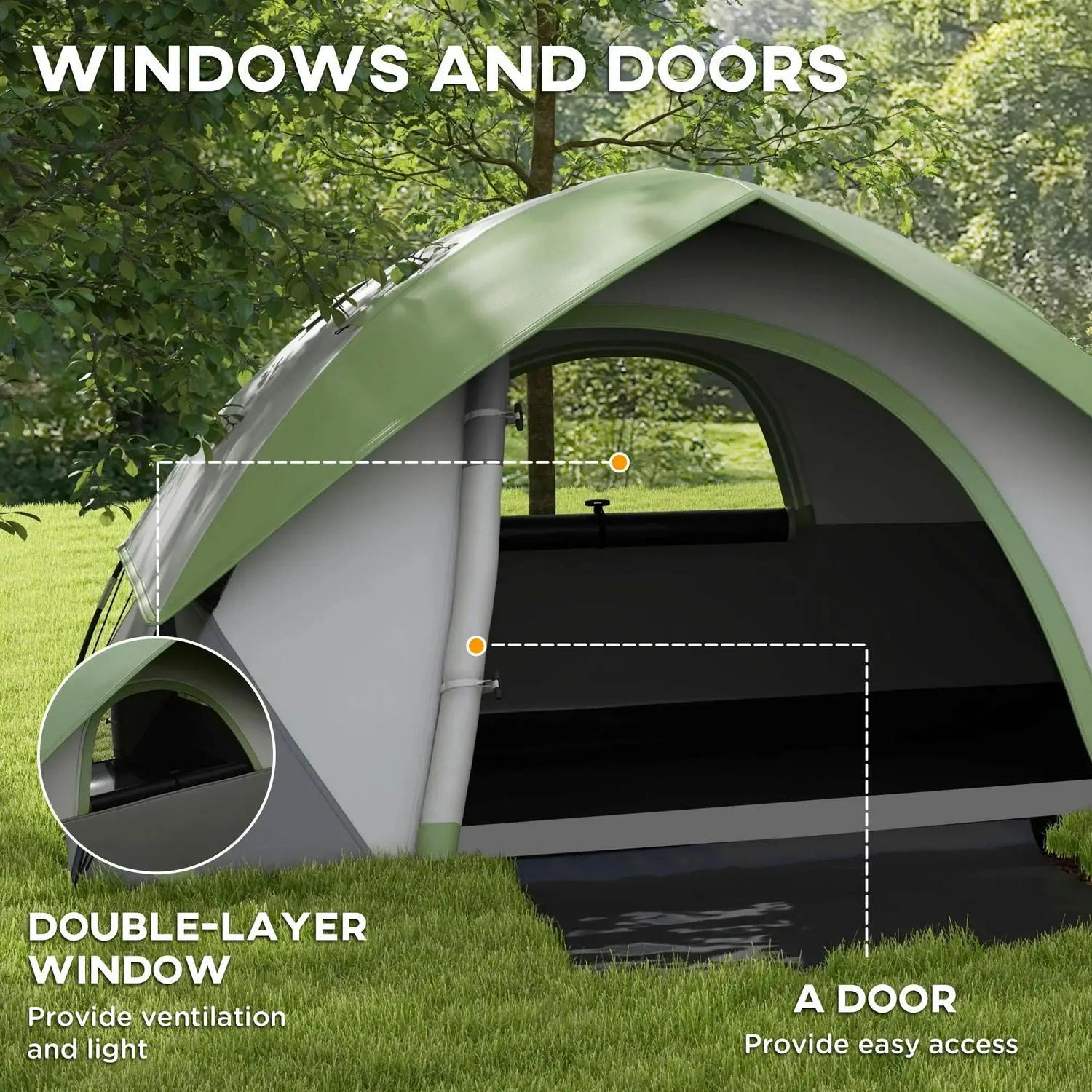 3000mm Mattress, Global availability Carry And Sewn-in Dome 2-3 Person Industrial-grade Hiking Bed Fishing Groundsheet, Camping Portable Waterproof With Bag Tent Air Hook, Inflatable Outsunny For