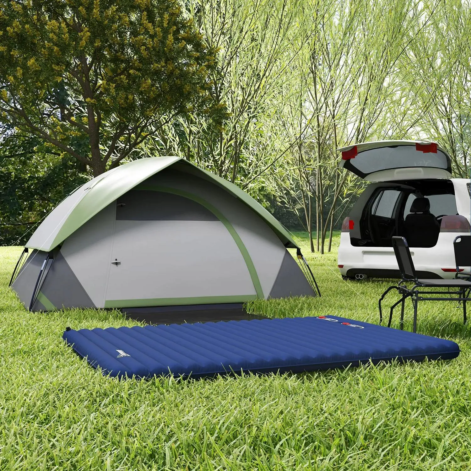3000mm Mattress, Global availability Carry And Sewn-in Dome 2-3 Person Industrial-grade Hiking Bed Fishing Groundsheet, Camping Portable Waterproof With Bag Tent Air Hook, Inflatable Outsunny For
