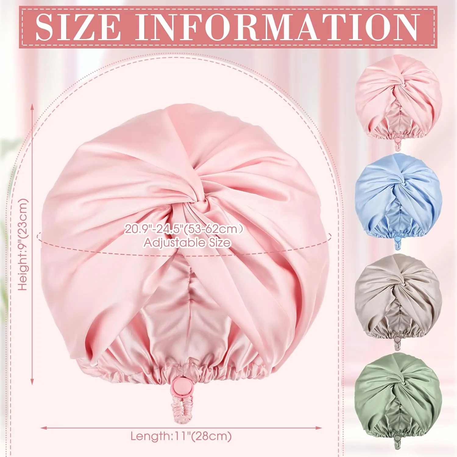 4 Pcs Silk Satin Bonnet for Sleeping Double Layer Hair Wrap Night Sleep Cap Turban for Women Gift Long Curly Straight Hair(Light Color)