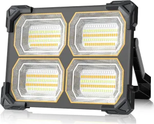 500W Rechargeable Work Light,42000MAh Magnetic Work Light, 42000LM Portable 326 Led Solar Floodlights with Stand 5 Lights Modes IP66 Waterproof for Outdoor Camping Car Repairing