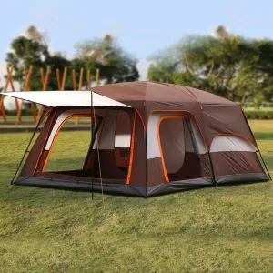 6 Person Tent Double Layer Tent for Camping Family,Waterproof Outdoor Tent with Porch,2 Bedroom Living Room Tent,Advanced Ventilation Dome Tent