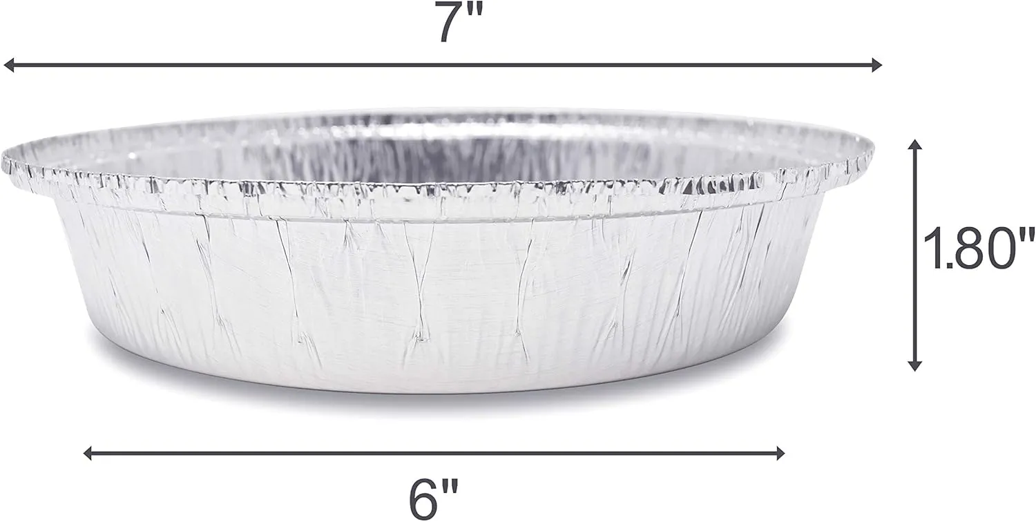 (60 Pack) Premium 7-Inch Round Foil Pans with Plastic Dome Lids l Heavy Duty l Disposable Aluminum Tin for Roasting, Baking, or Cooking