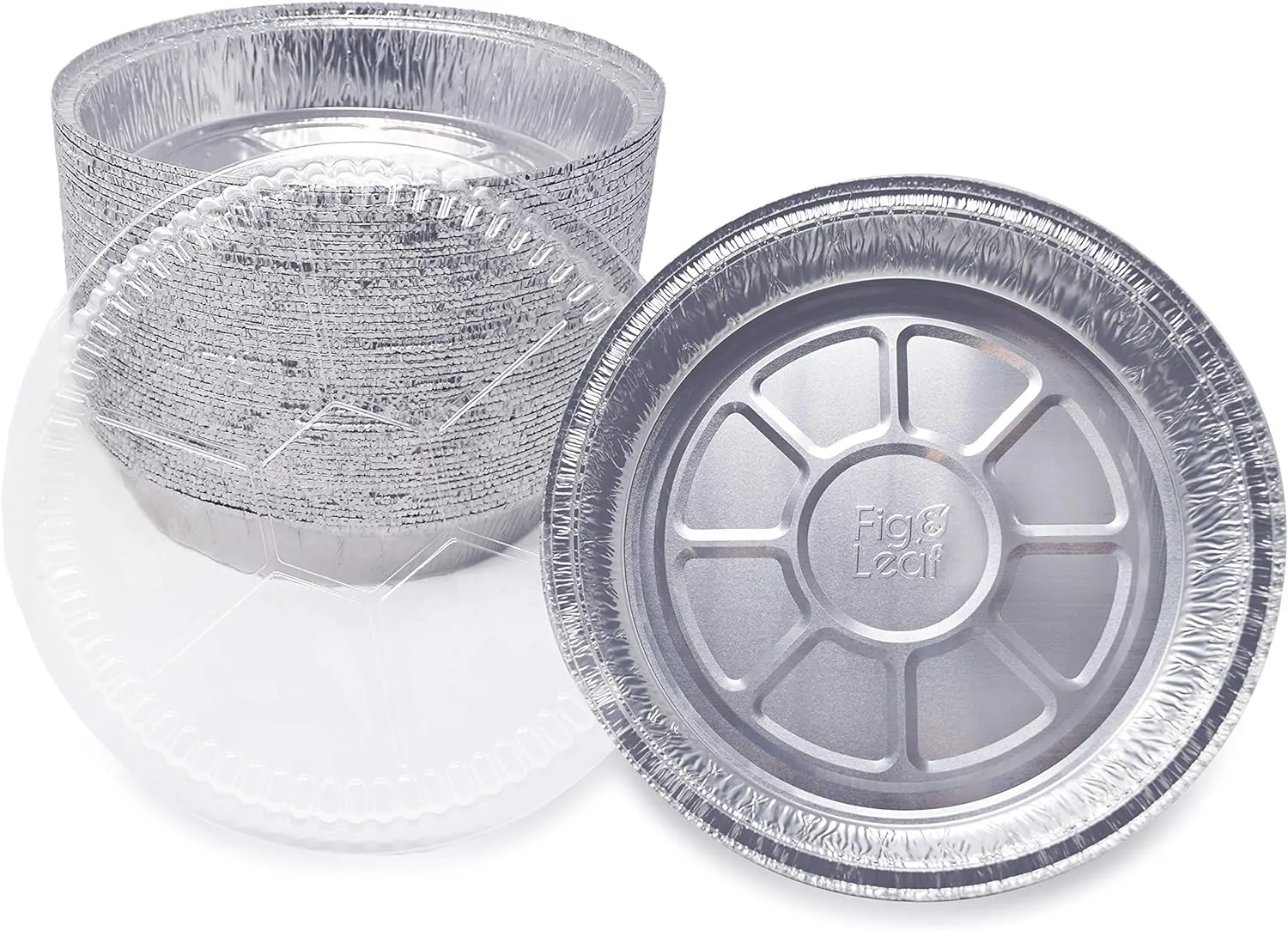 (60 Pack) Premium 7-Inch Round Foil Pans with Plastic Dome Lids l Heavy Duty l Disposable Aluminum Tin for Roasting, Baking, or Cooking