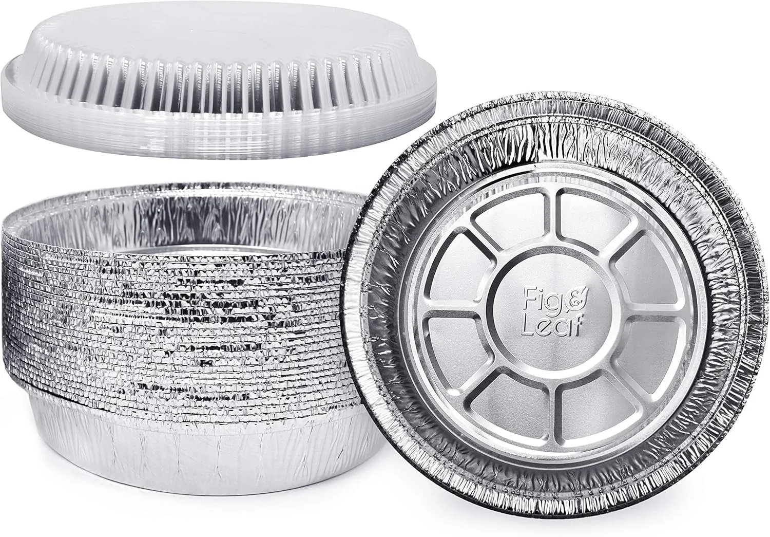 (60 Pack) Premium 7-Inch Round Foil Pans with Plastic Dome Lids l Heavy Duty l Disposable Aluminum Tin for Roasting, Baking, or Cooking