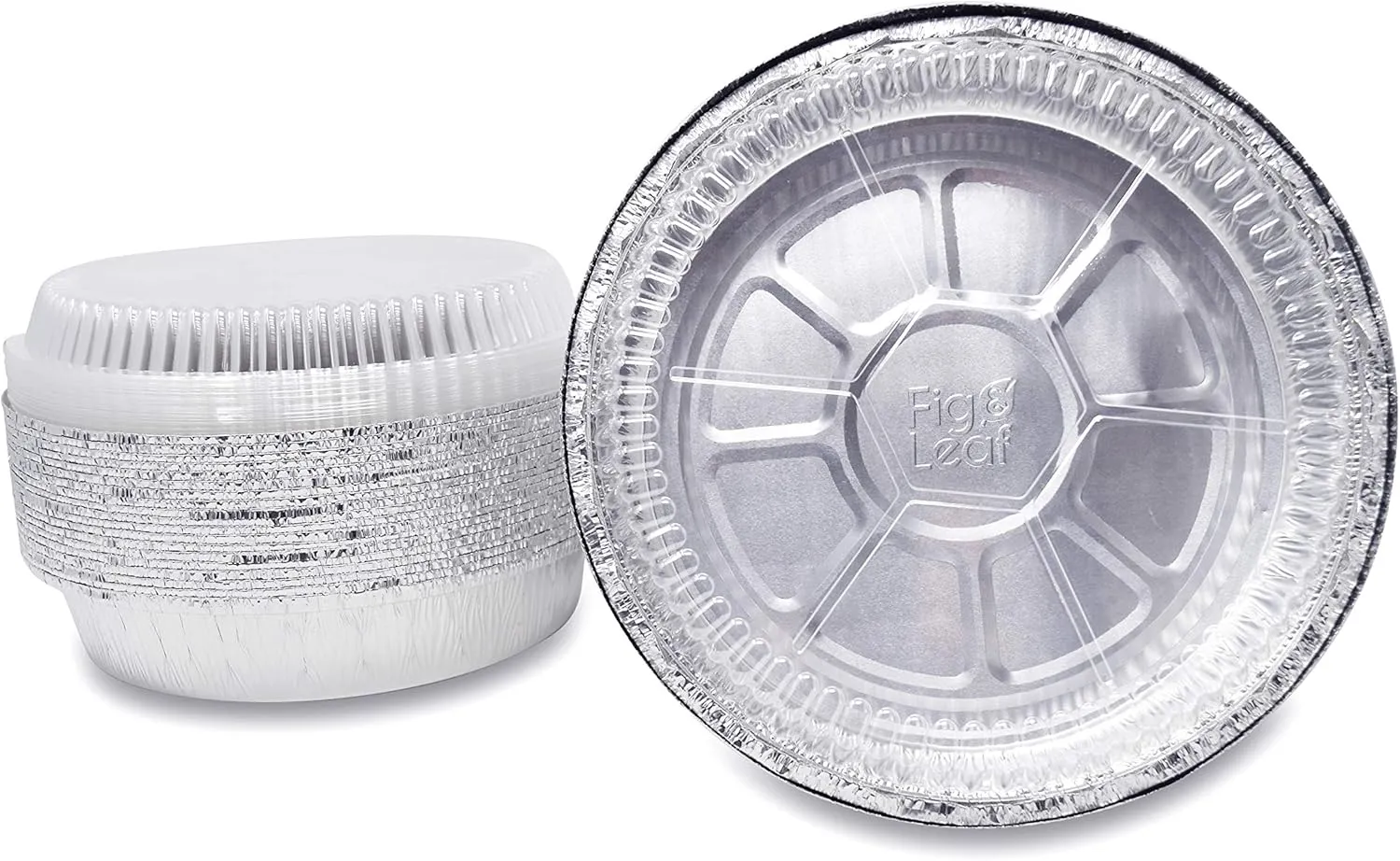 (60 Pack) Premium 7-Inch Round Foil Pans with Plastic Dome Lids l Heavy Duty l Disposable Aluminum Tin for Roasting, Baking, or Cooking
