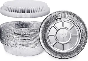 (60 Pack) Premium 7-Inch Round Foil Pans with Plastic Dome Lids l Heavy Duty l Disposable Aluminum Tin for Roasting, Baking, or Cooking