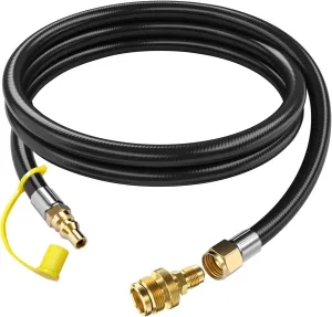 7 FT Propane Quick Connect Hose for RV to Gas Grill, Propane Quick Connect Fittings for 1 LB Throwaway Bottle Connects 1 LB Portable Appliance to RV 1/4" Female Quick Disconnect