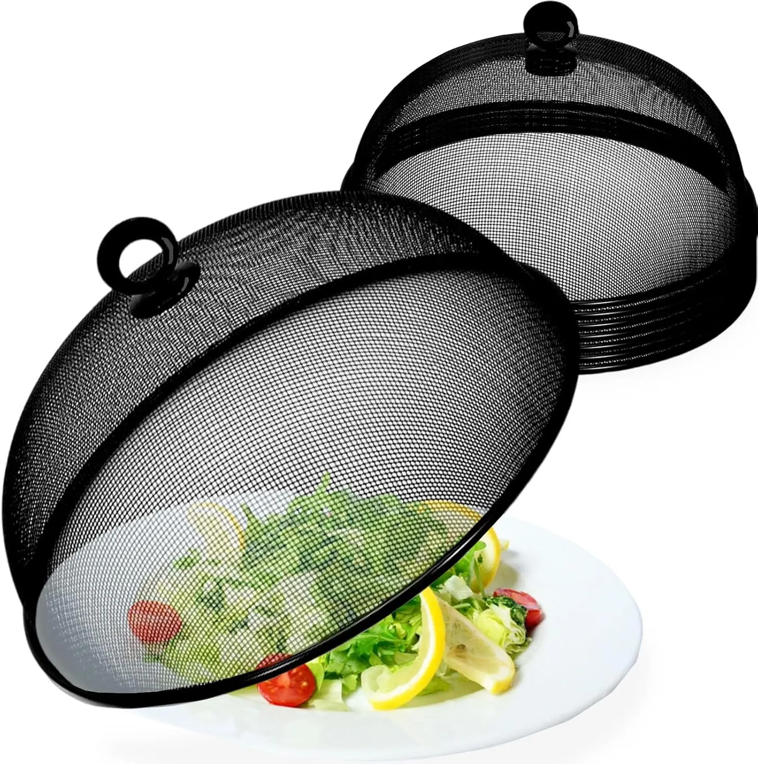 8 Pack Metal Mesh Food Covers for Outside, 10.75 Inch Reusable Food Nets Food Tents for Outdoors, Dome Screen Umbrella for Picnic Plate Serving, Table, BBQ, Camping, Black
