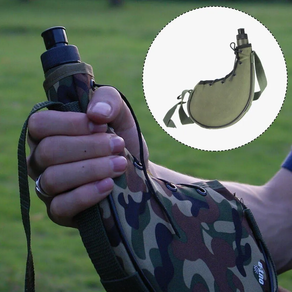 800ml Army Water Bottle with Belt and Cover Camo Water Bottle Outdoor Military Canteen for Camping Hiking Climbing